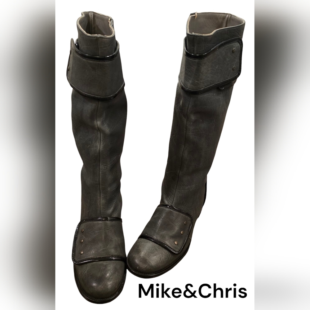 Mike & Chris Grey Leather Equestrian Boots